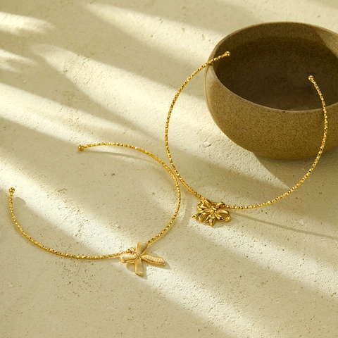 Collana Choker Fiocco in Acciaio Inossidabile per Donna Placcata Oro 18K Collana con Ciondolo a Fiocco Minimalista Gioielli
