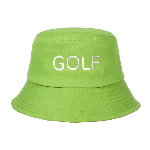 Cotton Bucket Hat With Golf Embroidery Letter Sun Protection Casual Sports Fisherman Cap Unisex Summer Headwear
