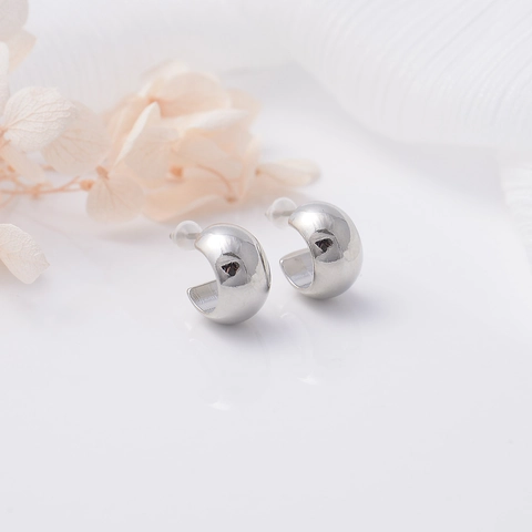 Orecchini a Bottone a Forma di C in Rame Placcato Oro 18K Minimalisti per Donna Orecchini Geometrici in Metallo Ondulati Irregolari Gioielli