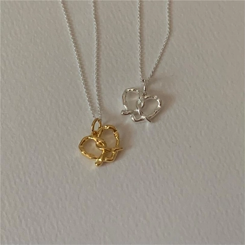 Collana In Argento Sterling 925 Pendente A Cuore Design A Nodo Intrecciato Gioiello Minimalista Elegante Regalo Per Donna