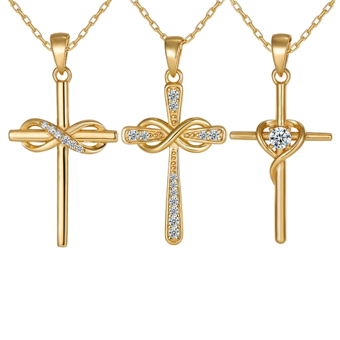 Collana A Croce In Argento Sterling 925 Moissanite Ciondolo Cuore Infinito Per Donna Gioielli Religiosi Alla Moda Regalo