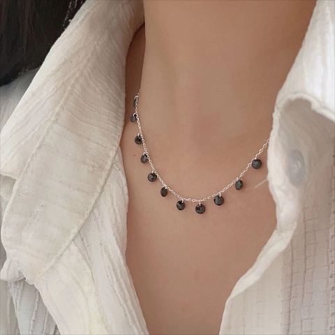925 Sterling Silver Necklace With Faceted Colorful Zircon Beads Minimalist Geometric Chain Jewelry For Women