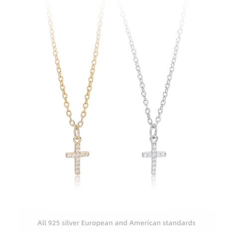Collana A Croce In Argento Sterling 925 Con Zirconi Pendente Religioso Minimalista Gioielli Da Donna