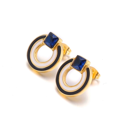Fashion Stainless Steel Stud Earrings For Women With Enamel Zircon Geometric Animal Shapes Trendy Jewelry
