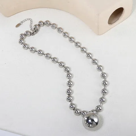 Collana E Bracciale In Acciaio Inossidabile Con Sfere Cave Gioielli Alla Moda Minimalisti Lucidati Da Donna