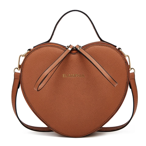 Heart Shaped Handbag Women Saffiano PU Leather Crossbody Shoulder Bag With Top Handle Gold Tone Hardware Zipper