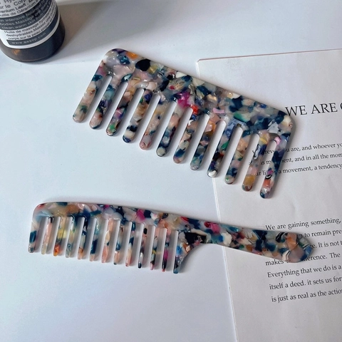 Cellulose-Acetat Haarkamm Grobzinkig Tortoise Marmor Muster Bunter Entwirrungsbürste Tragbares Styling Tool Schick