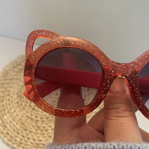 Occhiali Da Sole Bambini Forma Orecchie Gatto Glitter Plastica Protezione UV400 Stile Cartone Animato