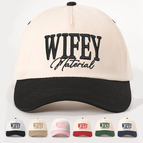 WIFEY Material Borduurwerk Honkbalpet Kleurblok Vintage Verstelbaar Polyester Zonnescherm Hoed Voor Dames
