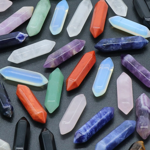 Colgantes De Columna De Cristal Hexagonal De Doble Punta Piedra Semipreciosa Natural Cuarzo Amatista Para Crear Joyas