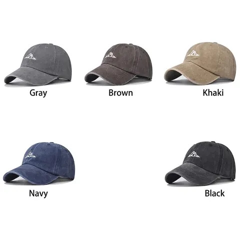 Cappello Da Baseball In Cotone Lavato Vintage Ricamo Montagna Protezione Solare All Aperto Cappello Regolabile Unisex