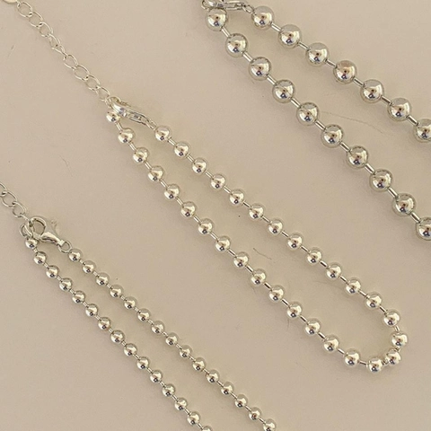Bracciale Di Perline Argento Sterling 925 Catena A Sfere Minimalista Gioielli Per Donna Stile Elegante