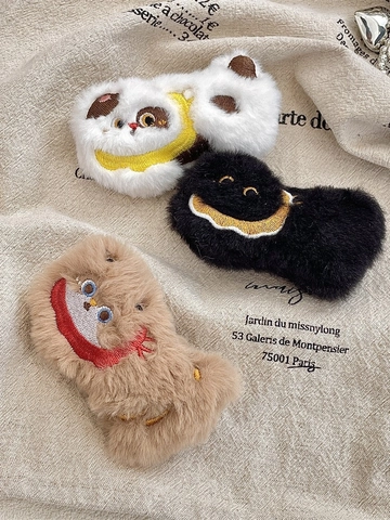 Broche En Peluche Dessin Animé Kawaii Épingle Broderie Animale Charme De Sac Pour Décoration Sac À Dos Vêtements Esthétique