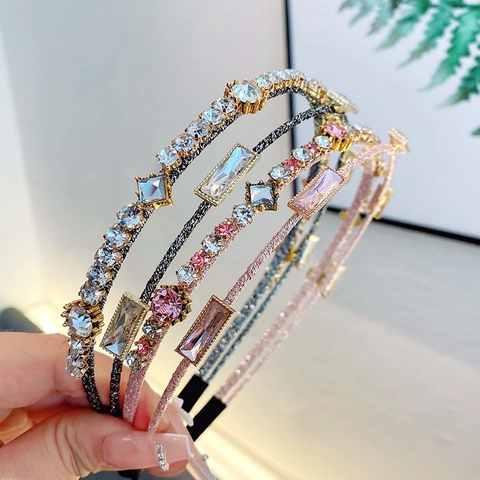 Cerchietto Elegante Con Strass E Cristalli Stratificato Stile Foresta Fata Cerchio Per Capelli Donna Accessorio Geometrico