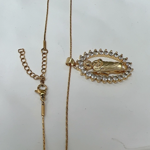 Saint Jude Hanger Ketting Voor Vrouwen Vergulde Roestvrijstalen Ketting Koper Zirkoon Religieuze San Judas Tadeo Sieraden