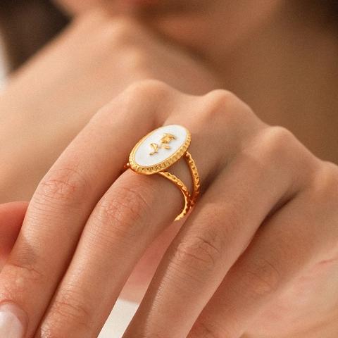 Bague Ajustable Rose Émail Vintage Acier Inoxydable Plqué Or Rétro Français Anneau Ouvert Bijoux Pour Femmes