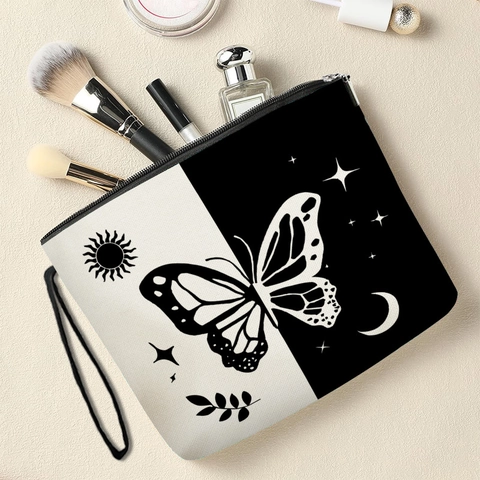 Cosmetische Tas Vlinder Maan Ster Polyester Linnen Toilettas Polsband Dames Draagbare Reisorganizer