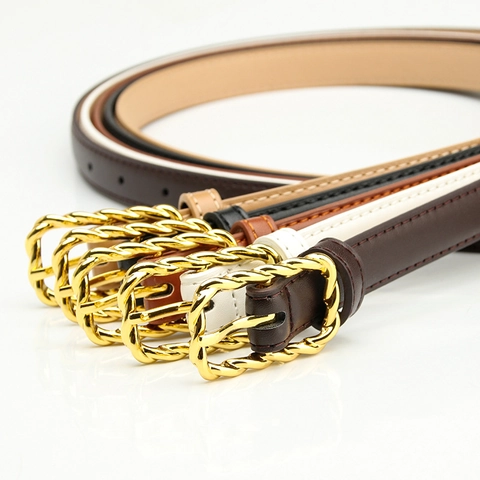 Cintura Da Donna In Pelle PU Con Fibbia Ad Ardiglione Attorcigliata In Lega Cinturino Casual Versatile