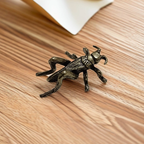 Mini Figurine Animale Insecte Réaliste Ornement Métal Alliage Laiton Vintage Décoration Table Antique Scarabée Mante Abeille Crabe