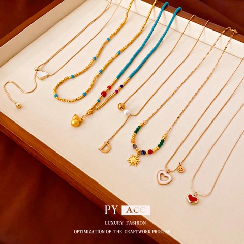 Elegante Hanger Ketting Vrouwen Koper Verguld Hart Alfabet Schelp Kralen Sieraden Accessoires