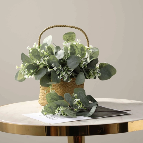 Artificial Eucalyptus Leaves Stems Faux Greenery Branches With Berries For Home Room Wedding Decoration Nordic Style