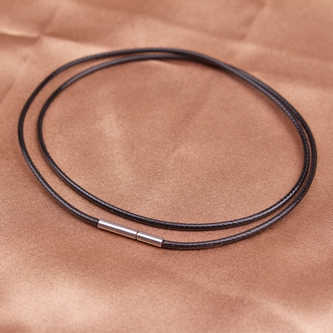 Cordon De Collier En Cire Noire Avec Fermoir En Acier Inoxydable Pour La Fabrication De Bijoux Pendentif DIY