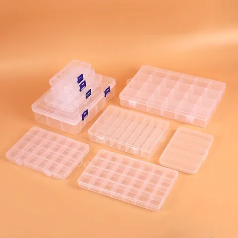 Transparent Plastic Multi Compartment Storage Box Organizer Case With Flip Lid For Jewelry Beads Craft Tool Stationery