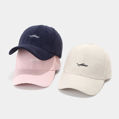 Gorra De Béisbol De Pana Bordado Letras Cursivas Vintage Parasol Ajustable Retro Sombrero Deporte Aire Libre Unisex