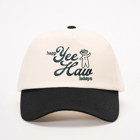 Gorra De Béisbol Bordada Happy Yee Haw Holidays Color En Contraste Poliéster Ajustable Visera Curva Regalo Navidad