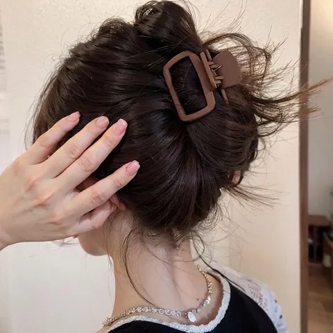 Pinces À Cheveux Mat Petit Rectangulaire Creux Carré Antidérapant Acrylique Épingles Pour Femmes Filles Coiffage