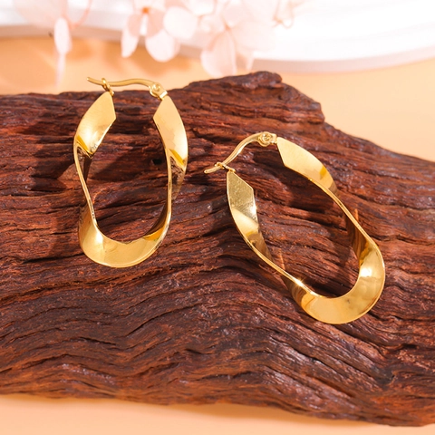 Orecchini a Cerchio a Forma di U Torta in Acciaio Inossidabile Vintage Placcati Oro Lucidi Minimalisti per Donna Gioielli