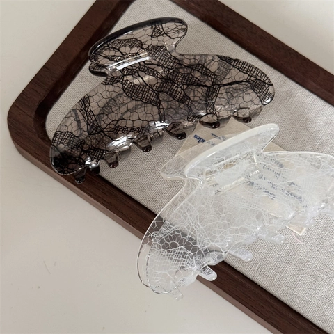 Haarklammer Mit Spitzenmuster Französisch Vintage Transparentes Harz Haarkrebs Eleganter Haarschmuck Für Damen