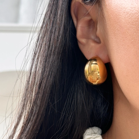 Chunky Teardrop Creolen 18K Vergoldeter Edelstahl Hochglanzpoliert C-Förmig Retro Minimalistisch Für Damen