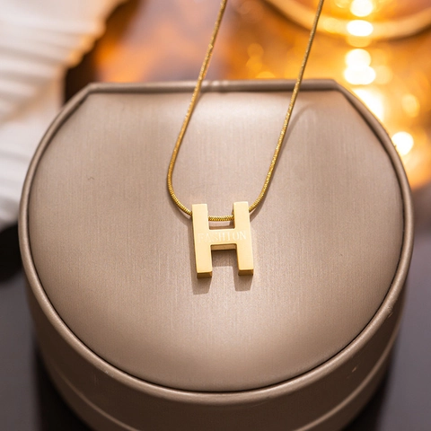 H Letter Hanger Ketting Roestvrij Staal Minimalistische Sieraden Voor Dames Mode Gegraveerde Ketting