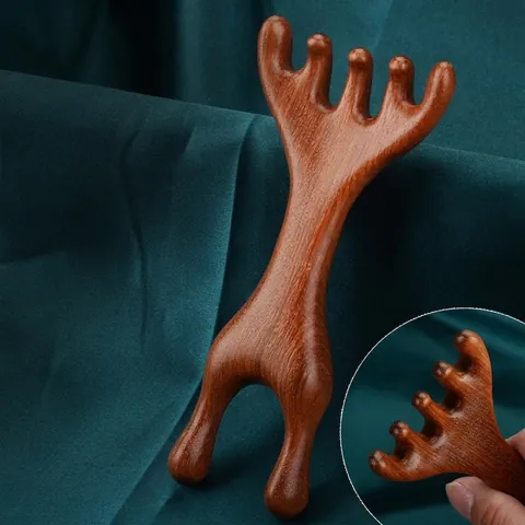 Natuurlijke Sandelhouten Hoofdmassagekam Houten Meridian Hoofdhuidkrabber Klauwontwerp Massagetool