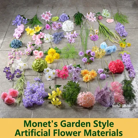 Realistic Artificial Satin Flowers Faux Floral Monet Style Aesthetic Wedding Home Decoration Party Office Room Ornaments