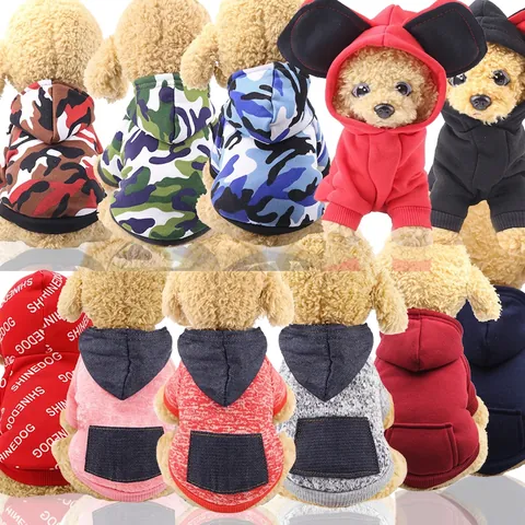 Pet Dog Cat Hoodie Fleece Warm Winter Sweatshirt With Pocket Large Ears Camouflage Letter Print Casual Pullover Apparel