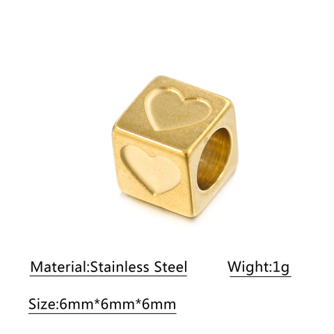 304 Stainless Steel Heart Cube Charms Beads For DIY Jewelry Making Bracelets Necklaces Findings Non Fading Metal Small Accessory
