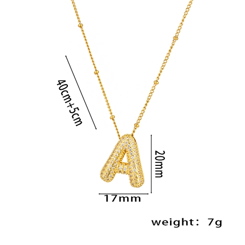 Initial Alphabet Pendant Necklace Zircon Paved Stainless Steel 18K Gold Plated Fashion Jewelry For Women Men