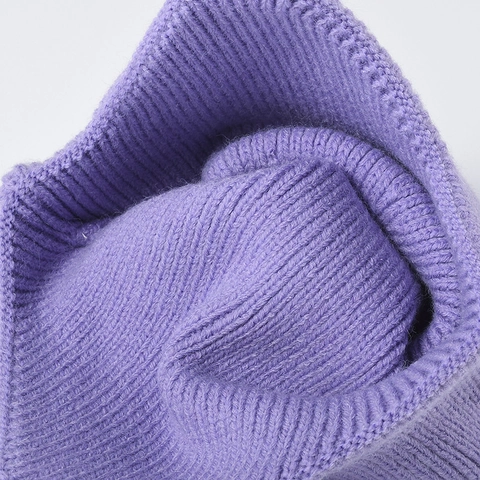 Bonnet En Maille Avec Cache-Oreilles Fausse Fourrure De Lapin Hiver Épais Chaud Extérieur Coupe-Vent Femme