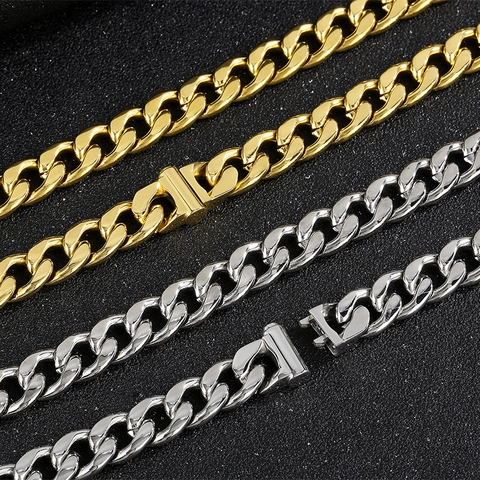 Mens Cuban Chain Necklace Titanium Steel Thick Link Hip Hop Punk Style Classic Fashion Jewelry For Men Gift