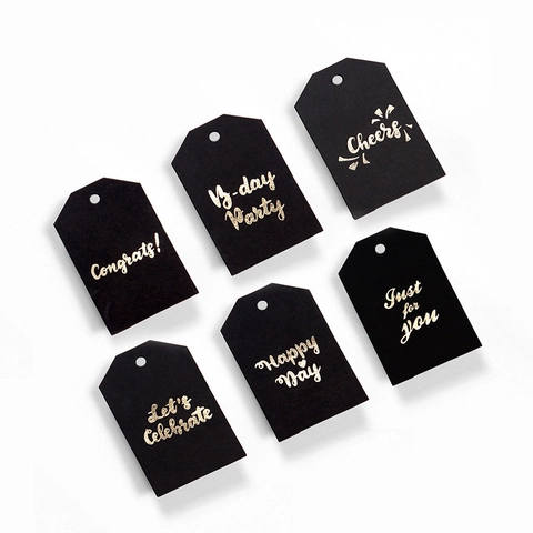Etiquetas De Regalo Y Pegatinas Papel Kraft Cartulina Estampado Dorado Temas Variados DIY Scrapbooking Embalaje Tarjetas Mensaje