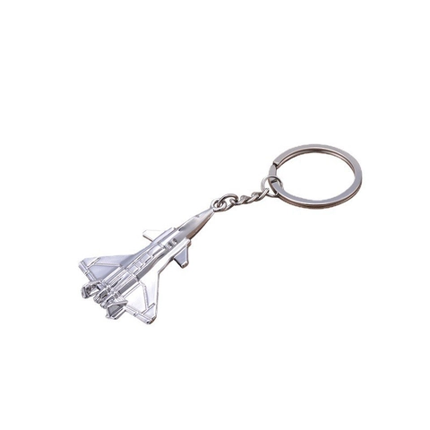 3D Metal Airplane Keychain Fighter Jet Model Pendant Polished Silver Helicopter Key Ring For Men Airline Souvenir Gift