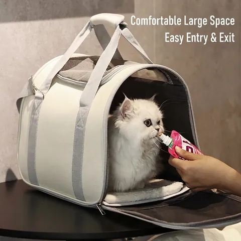 Pet Carrier Bag Breathable Mesh Oxford Cloth Portable Shoulder Handbag Foldable Travel For Cats Small Dogs