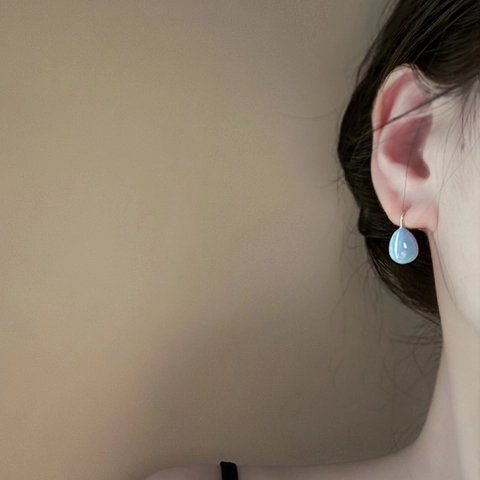 Pendientes Colgantes De Gota De Esmalte Colorido Estilo Francés Para Mujer De Latón Con Poste De Acero