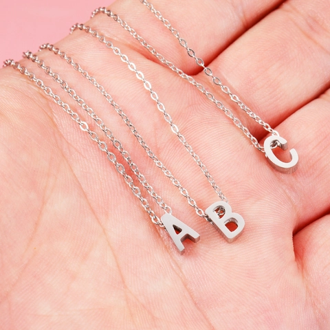 Collana Con Pendente Lettera Iniziale Acciaio Inossidabile Lucidato A Specchio Alfabeto Gioielli Per Donna Uomo Minimalista