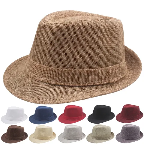 Retro Fedora Hoed Geweven Ademend Zonbescherming Zomer Jazz Stijl Pet Voor Heren Dames Casual Outdoor Strand