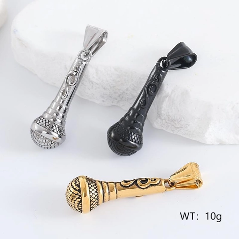 Collana Con Ciondolo A Microfono Nota Musicale Rock Hip Hop Stile Gioielli In Acciaio Inossidabile 304 Per Uomo