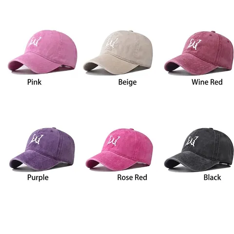 Butterfly Embroidery Baseball Cap Washed Cotton Distressed Vintage Style Adjustable Outdoor Sun Hat For Men Women
