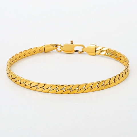 Poliertes Edelstahl Armband Minimalistische Flache Schlangenkette Geometrischer Schmuck Damen Herren Mit Karabinerverschluss